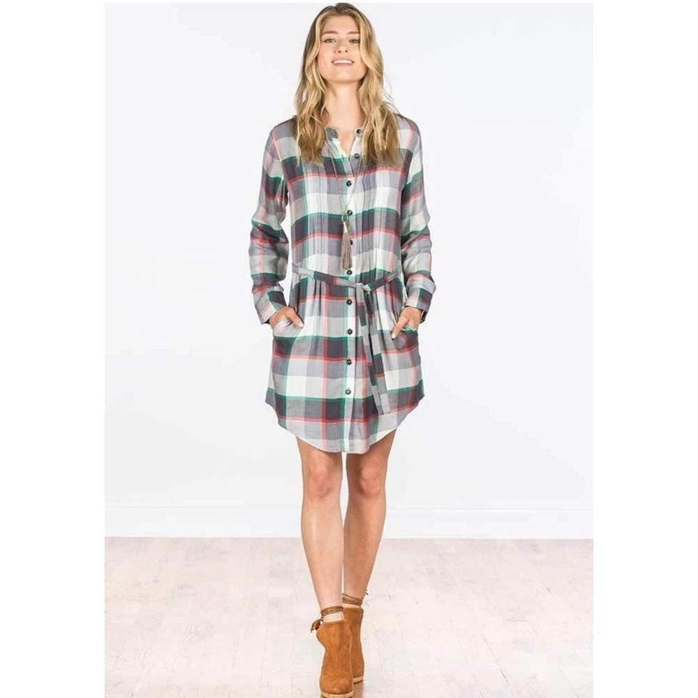 Matilda Jane Size XXL‎ Coming To Town Dress Plaid Flannel Womens Pockets Preppy